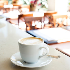 cup of coffee on the table in a cafe