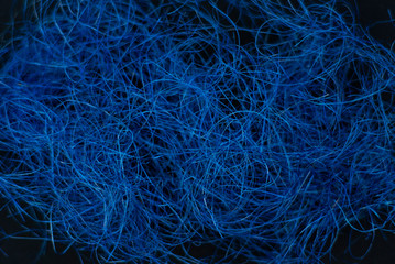  Blue classic color. 2020 color. .fiber on a black background. Background, structure.