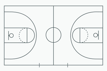 Basketball court floor with line on wood texture background. Vector illustration.