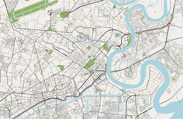 Naklejka premium map of the city of Ho Chi Minh City, Vietnam