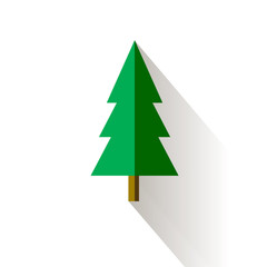 Christmas tree in vector flat design style. Fir tree icon isolated on white