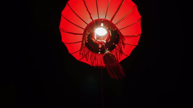 close up red paper lamp new year outdoors decoration in china