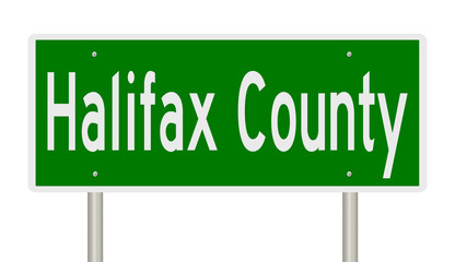 Rendering of a 3d green highway sign for Halifax County