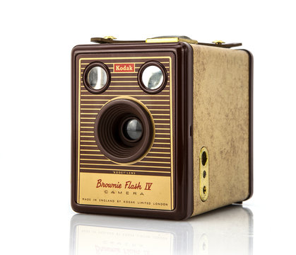 Kodak Brownie flash IV (1957) shot in studio on a white background