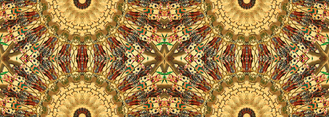 Obraz premium mandala colorful vintage art, ancient Indian vedic background design, old painting texture with multiple mathematical shapes, seamless pattern decoration for wall painting