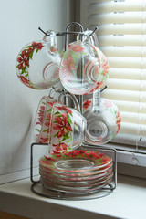 set of glass tea cups