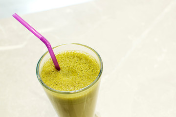 Matcha gren tea in glass cup