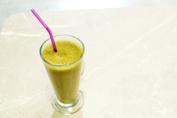 Matcha gren tea in glass cup