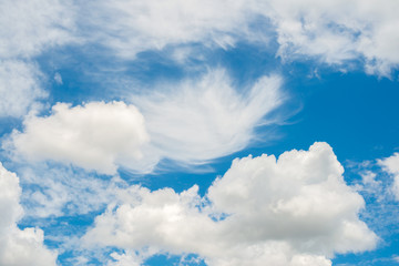 Natural blue sky with cloud closeup or background.