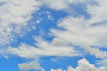 Naklejka na ściany i meble Natural blue sky with cloud closeup or background.