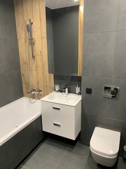 interior of modern bathroom with sink and toilet