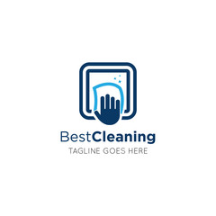 cleaning logo and maid icon vector illustration design template