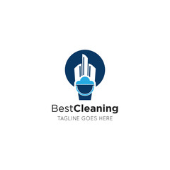 cleaning logo and maid icon vector illustration design template