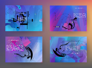 Template brochures, flyers, business presentations. Modern flat line style, layout in A4 size. Trendy abstract background. Geometric science or technology pattern. Graphic design