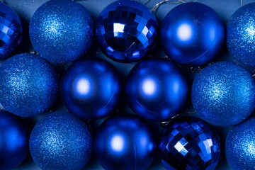 Christmas flat lay scene with glass balls