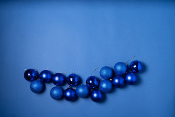 Christmas flat lay scene with glass balls