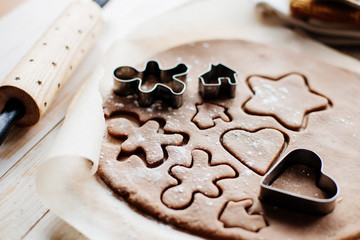 Making traditional Christmas cookies. Cooking.