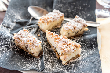 Baked Cassata Siciliana served in a restaurant in Sicily, Italy