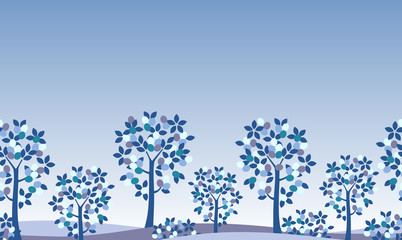 Tree in winter seamless border