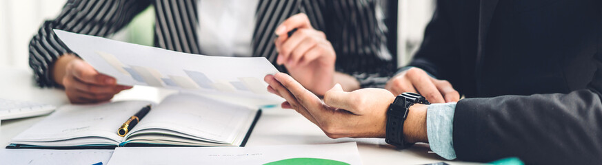 Successful of two casual business working discussing strategy with documents.creative business people planning and brainstorm in modern office.Teamwork concept