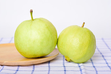Fresh organic guava tropical fruit on white background. Healthy food high vitamin C concept