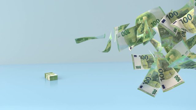 4k Video Animation Flying Euro Notes, ProRes 4444