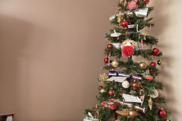 Christmas tree part of with open space for writing statement 