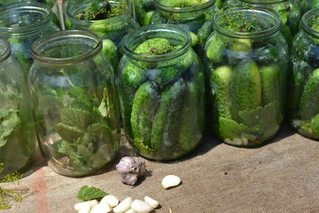 Homemade food. Natural products. Tasty, healthy. Blanks for the winter. Marinated. Cucumbers in jars