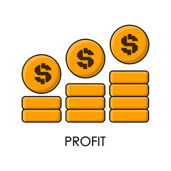 Concept of profit, finance and accounting. Flat illustration. Isolated. 