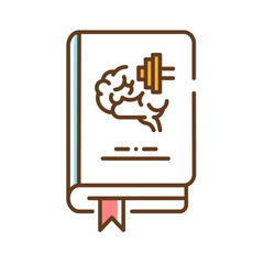 Self development book color line icon. Learning about personal development from all sides. Improvement personal skills. Pictogram for web page, mobile app, promo. UI UX GUI design element.