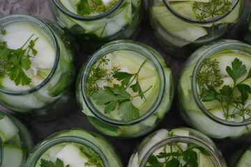 Pepper, parsley. Homemade food. Natural products from the garden. Village, cottage, farm. Tasty and healthy. Preservation, Spice. Blanks. Marinated Cucumbers and zucchini