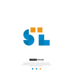 SL S L Logo Monogram with Blue and yellow Colors. modern letter logo design