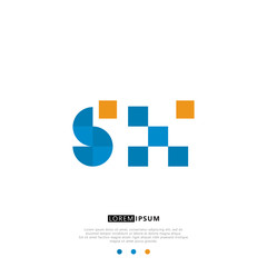 SX S X Logo Monogram with Blue and yellow Colors. modern letter logo design