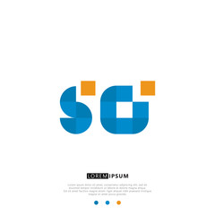 SO S O Logo Monogram with Blue and yellow Colors. modern letter logo design