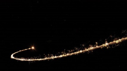 Glowing gold Christmas tree animation with snow and light on black. 4k