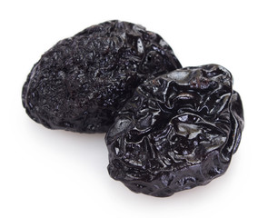 Prunes on white background