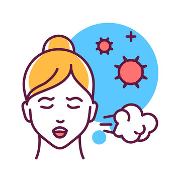 recommend clip art: Sneezing and coughing color line icon. Flu symptoms. Pictogram for web page, mobile app, promo. UI UX GUI design element. Editable stroke.