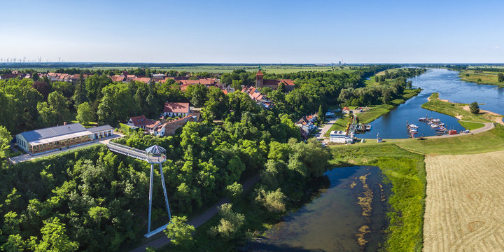 Arneburg - Luftbild - Elbe - Plattform