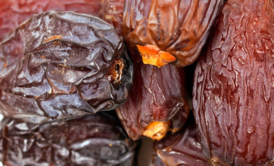 Background of fresh dates.Top view.