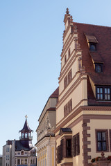 Fototapeta premium Das Alte Rathaus am Marktplatz in Leipzig, Sachsen, Deutschland