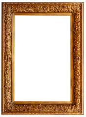 Gold vibackgroundntage picture frame isolated on white