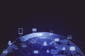 Glowing social network hologram.