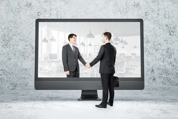 Fototapeta premium Monitor with shaking hands.