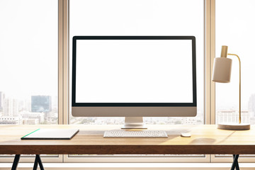 desktop with empty computer screen