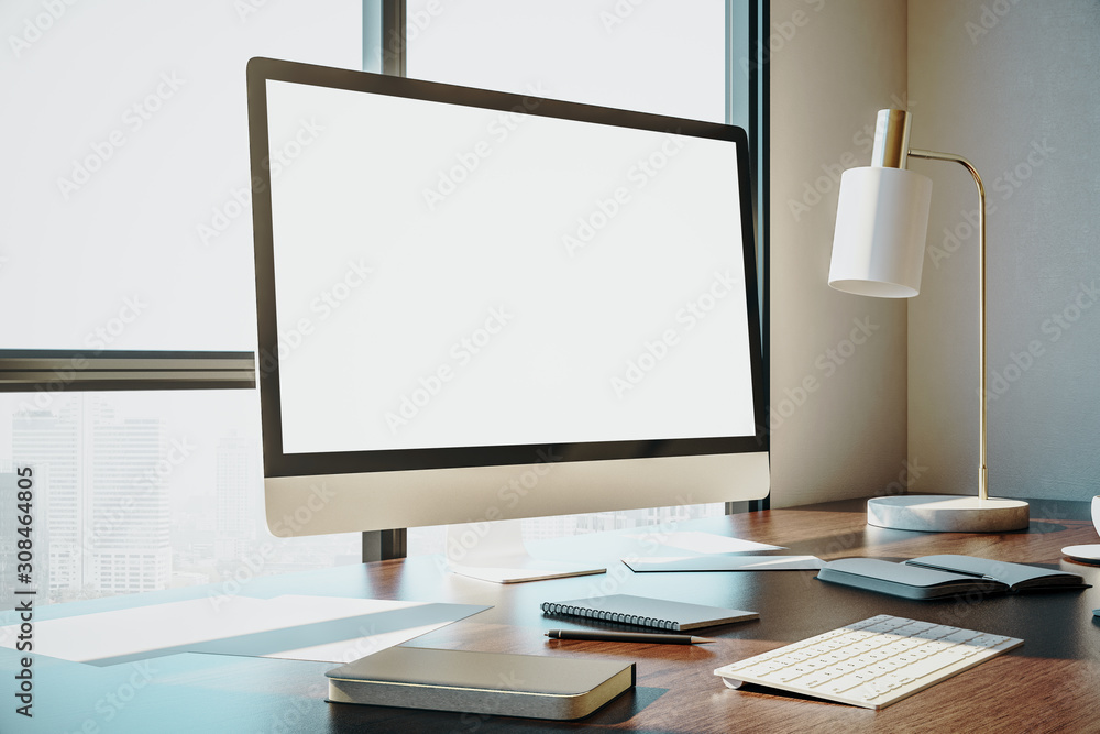 Canvas Prints designer desktop with empty white computer screen