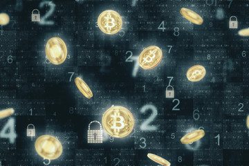 Bitcoin money and business data symbol