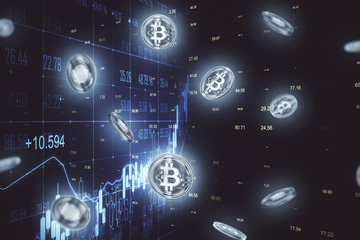 Obraz premium Bitcoin and business statistic