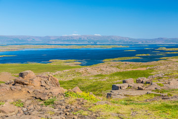 Fototapeta na wymiar View on Vesturhópsvatn lake on Iceland in summer