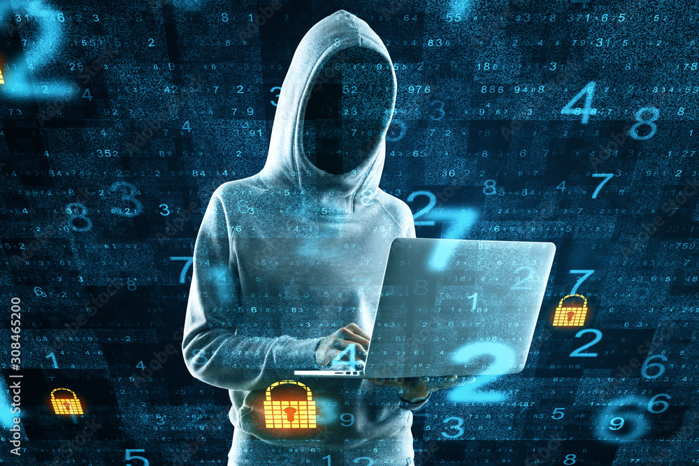 Aufkleber Hacker using laptop.