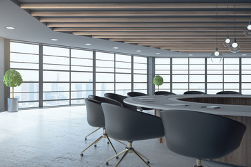 Black conference room interior